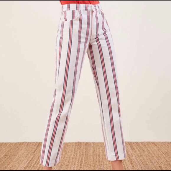 Reformation Striped Roper Jeans 27 - Picture 1 of 5